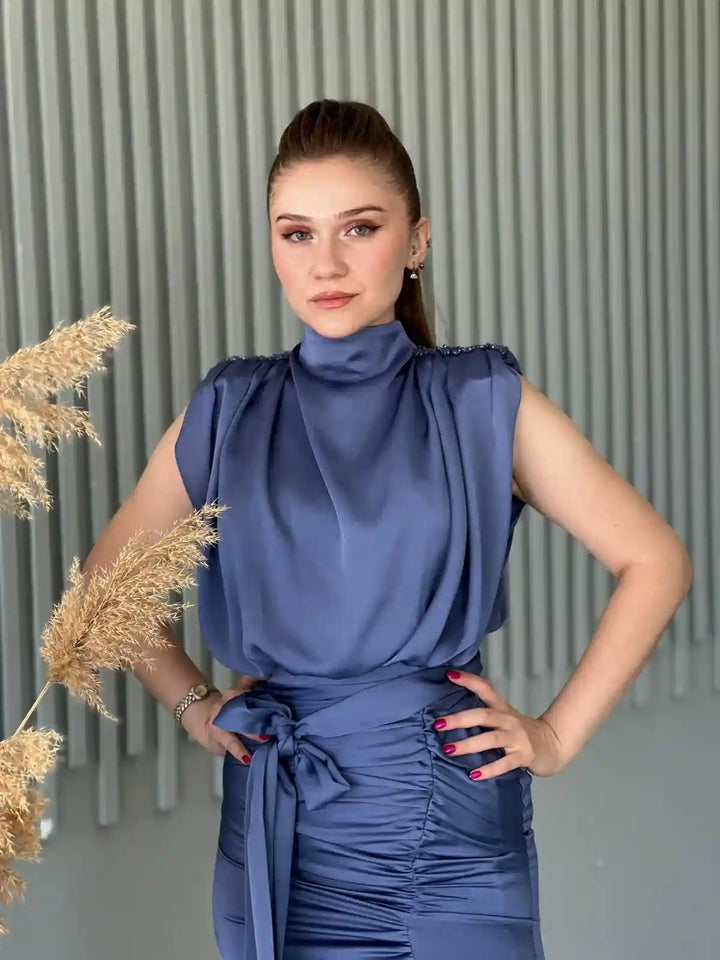 Yakut Abiye Taşlı - Verda Moda